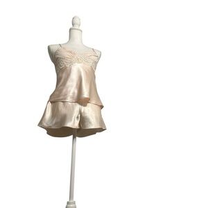 Luxurious Satin Lace Trim Pajama Set